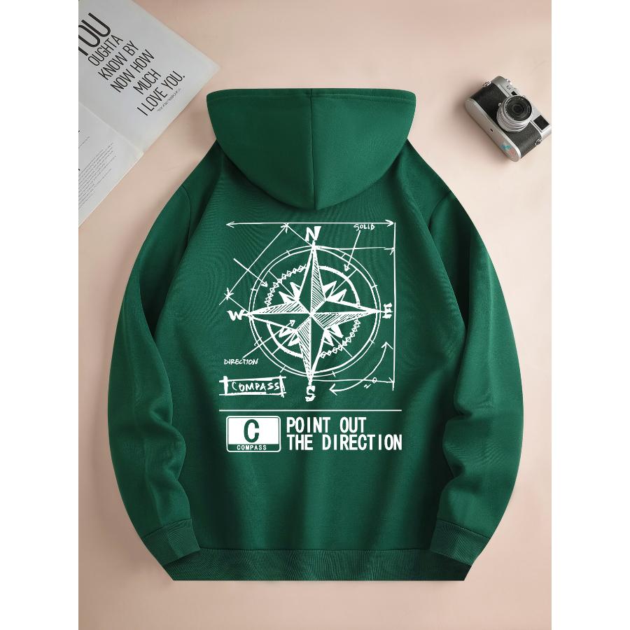 Men's New Fashion Hoodie, Casual Daily Drawstring Hooded Sweatshirt, Geometric Printing, Front Kangaroo Pocket, Men's Jacket