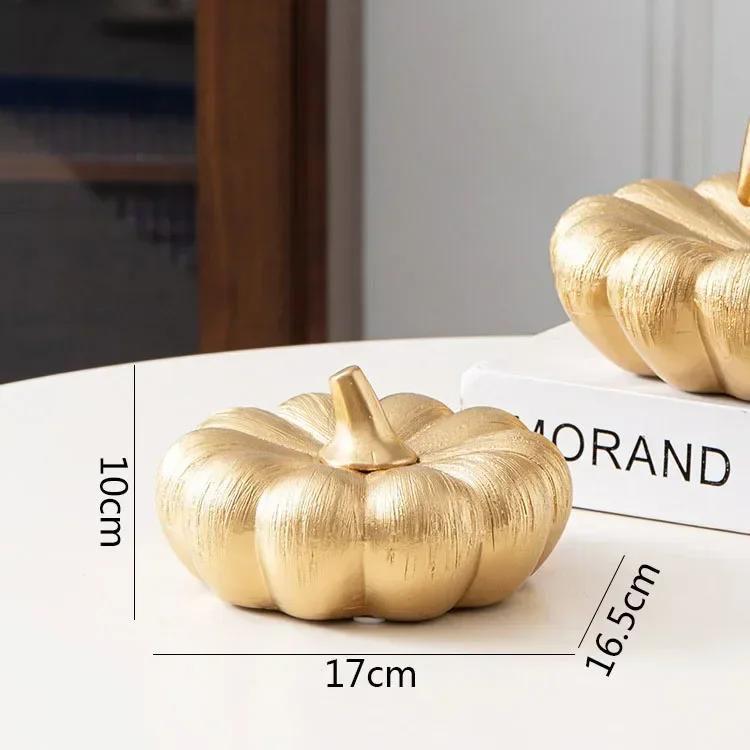 Creative Pumpkin Sculpture Ornaments Ceramic Crafts Desktop Fruit Statues Living Room Figurines Home Decoration Ornaments