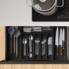 Органайзер для ящиков для столовых приборов, выдвижной лоток для кухонных принадлежностей, регулируемый держатель для столовых приборов и ложек, вилок, ножей