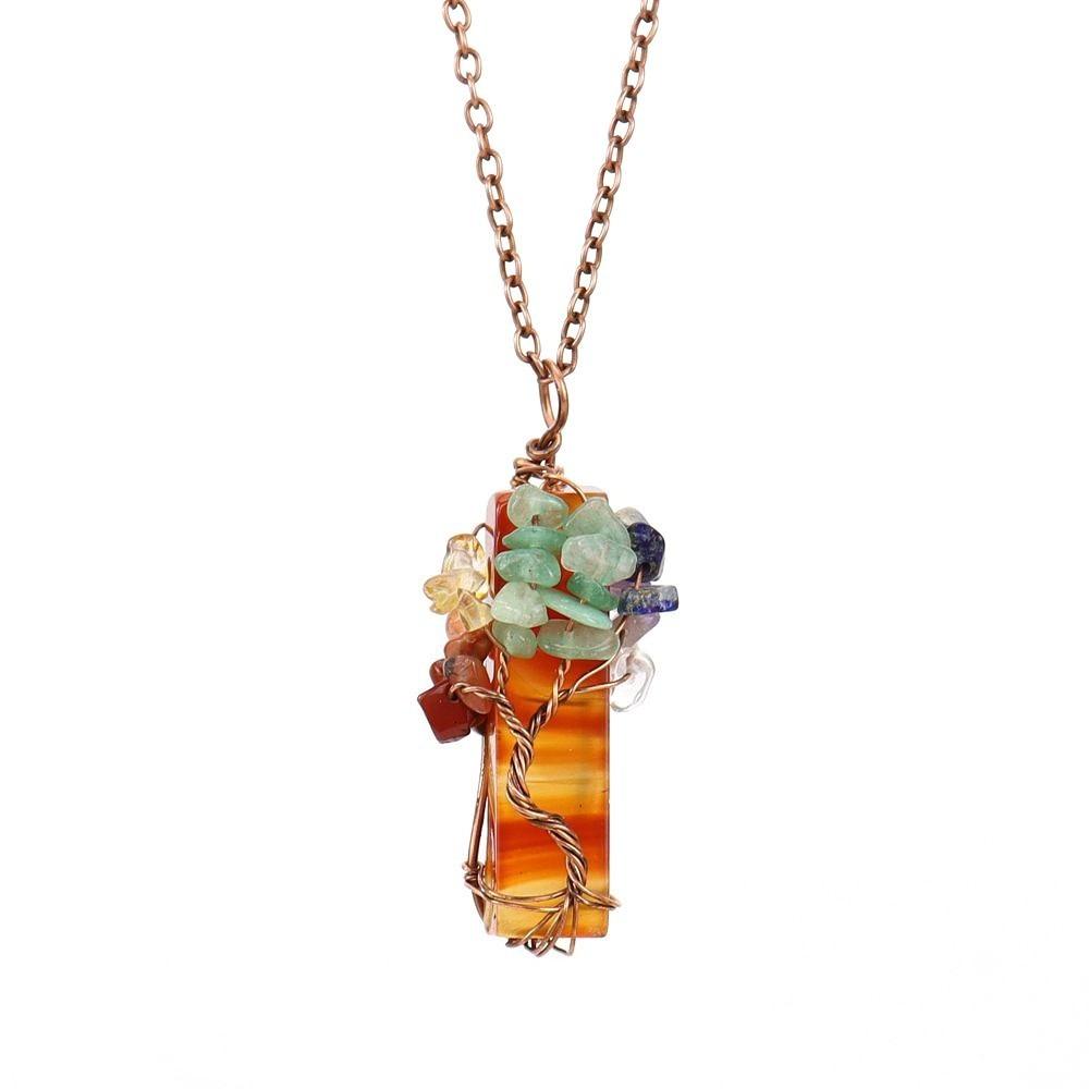 Tree Of Life Design Crystal Tree Of Life Irregular Crystal Crushed Stone Pendant  Gift For Women