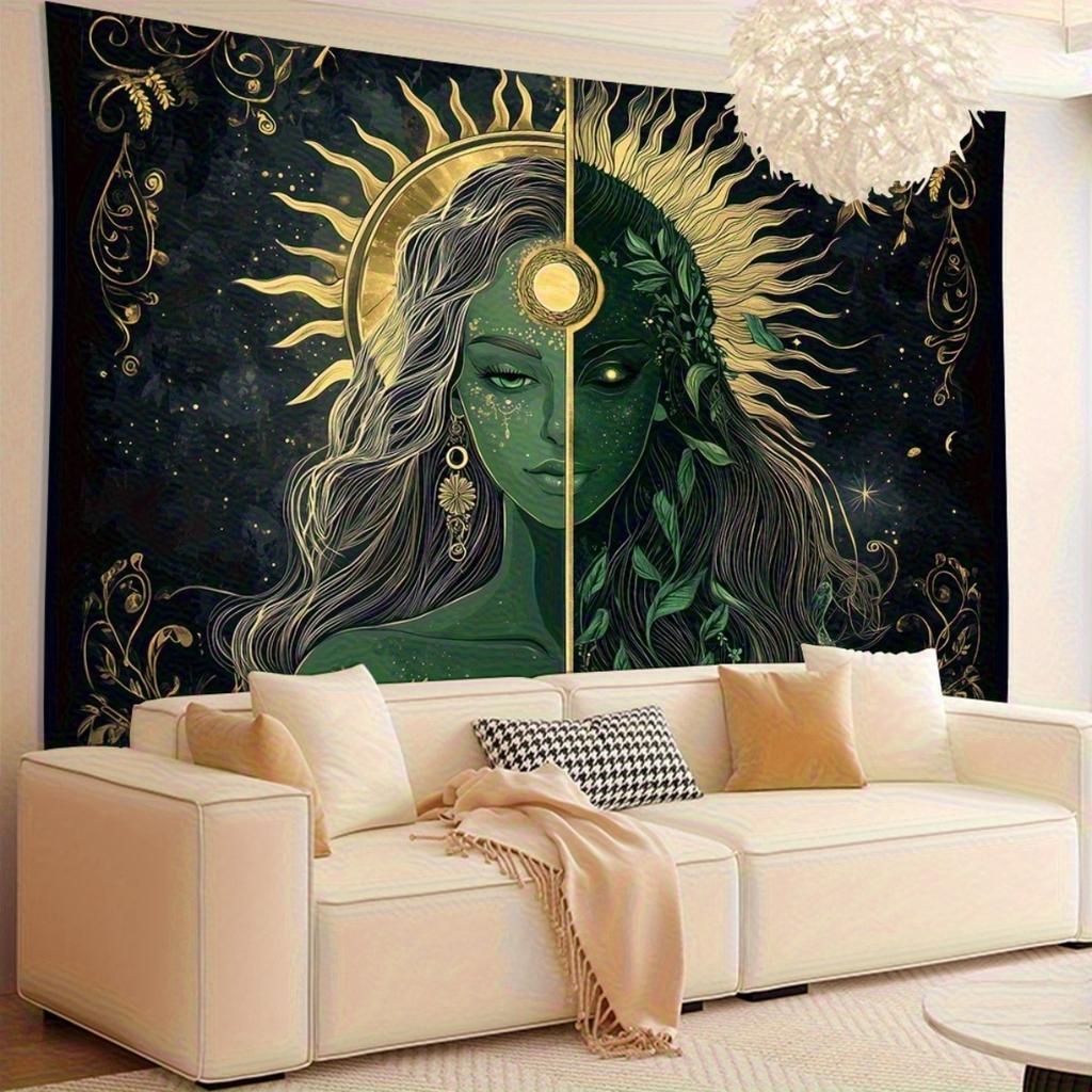 Local Bohemian-style moon and flower wall hanging paintings - Bohemian-style sky-themed home decoration, yzb