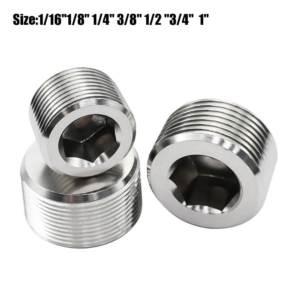 Silver Male Thread Hexagon Plug 304 Stainless Steel Tube Plug Sealing Pipe Port Hardware
