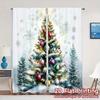 2pcs,Curtains Christmas Tree Snowfall Festive (2) Chic Curtains Digital Printed Prints Light Filtering Curtains Decorations