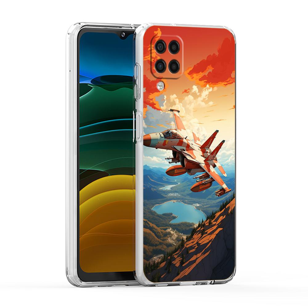 Soft TPU for Samsung Galaxy A13,A15,A22,A23,A25,A31,A32,A33,A35,A41,A51,A52,A53,A05,5G Transparent Phone Case Sky Jet Fighter