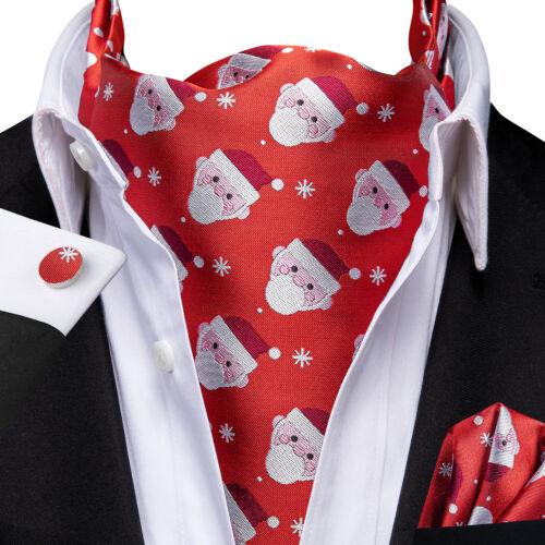 Christmas Mens Red Black Green Cravat Tie Set Silk Ascot Tie Bow Tie Event Set