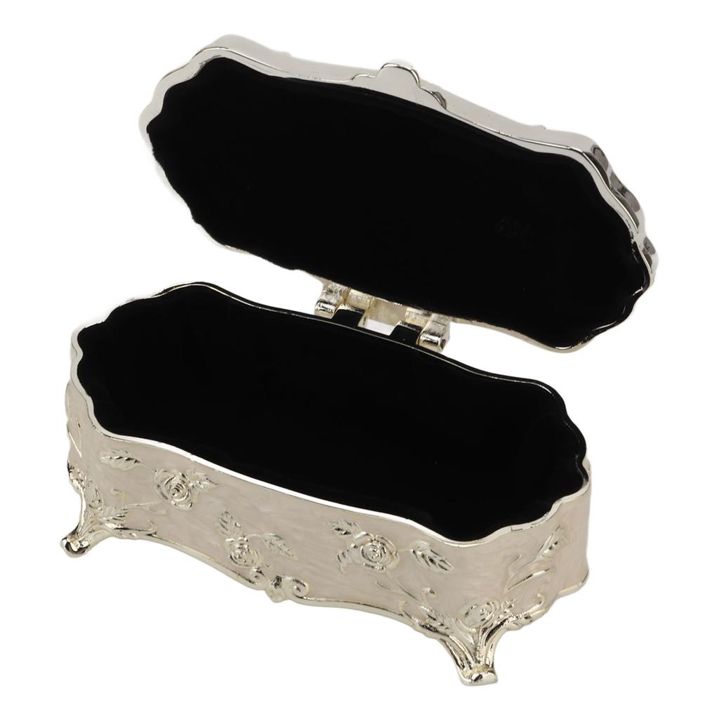 Винтажная шкатулка для украшений Маленькая белая Винтажный сплав цинка Эмаль Органайзер для украшений Металлическая шкатулка для мелочей Ювелирные изделия