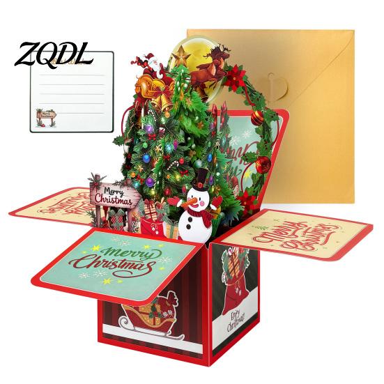 Personalized Xmas Blessing Cards Pop Up Christmas Card with Envelope And Note Card, Merry Creative Paper Craft Greeting Holiday for New Year,