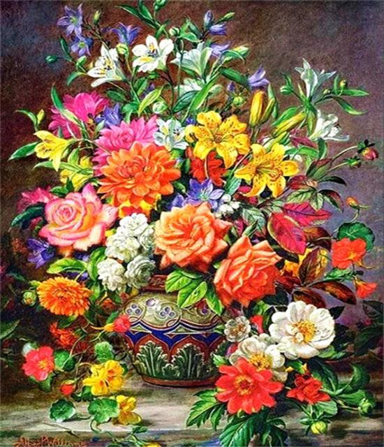RUOPOTY DIY Frame Oil Painting By Numbers Daisy Flower Acrylic Home Decor On Canvas Wall Art Picture Rose For Living Room