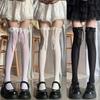Черные кружевные носки Lolita с бантом, тонкие, летние, выше колена