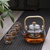High Borosilicate Glass Water Boiling Tea Kettle Heat-resistant Glass Teapot Tea Water Separation Filter Bamboo Carrying Pot