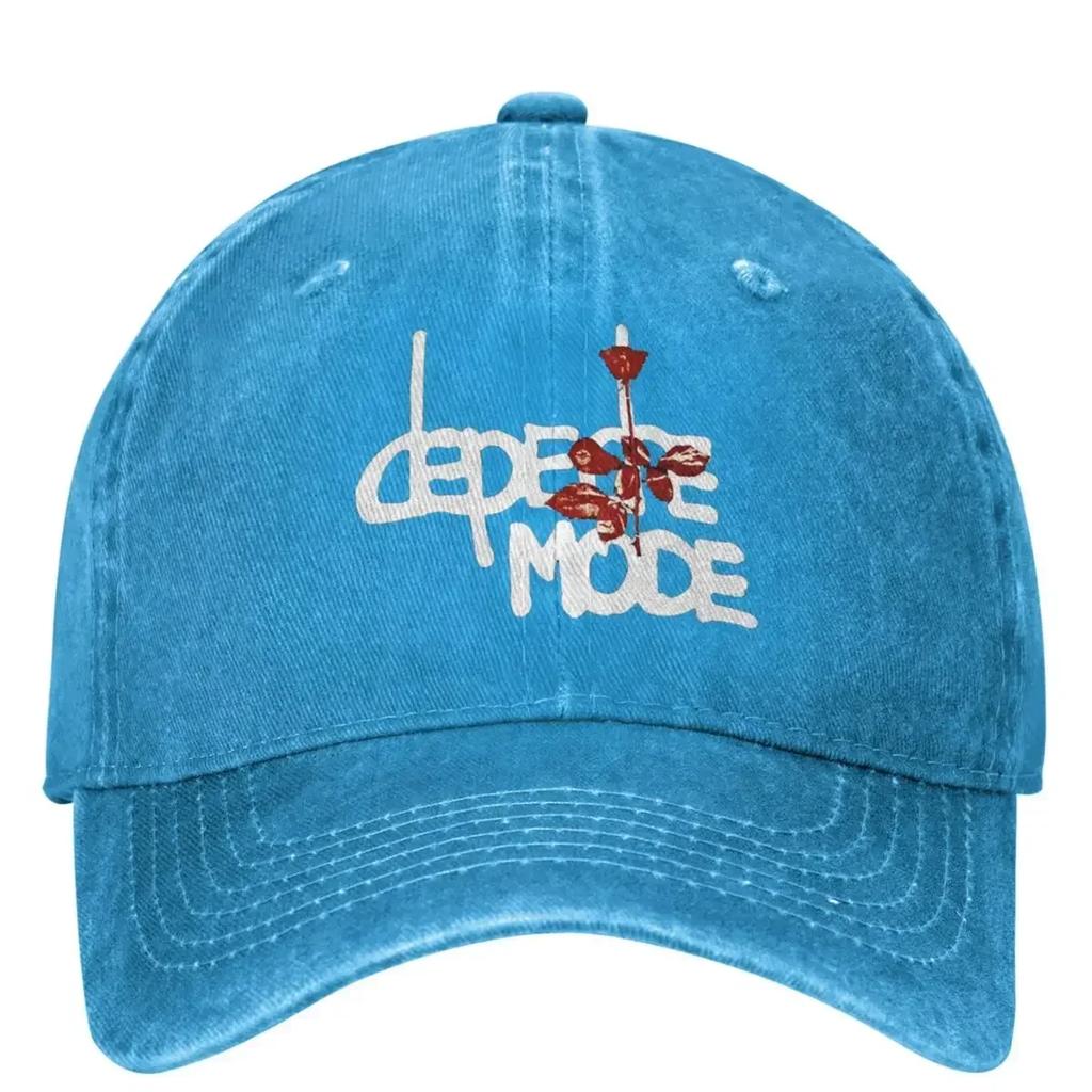 Унисекс Женская Красная Мода Цветы Depeche Modes Рок-группа Бейсболка Винтажная Потертая Джинсовая Солнце Регулируемая