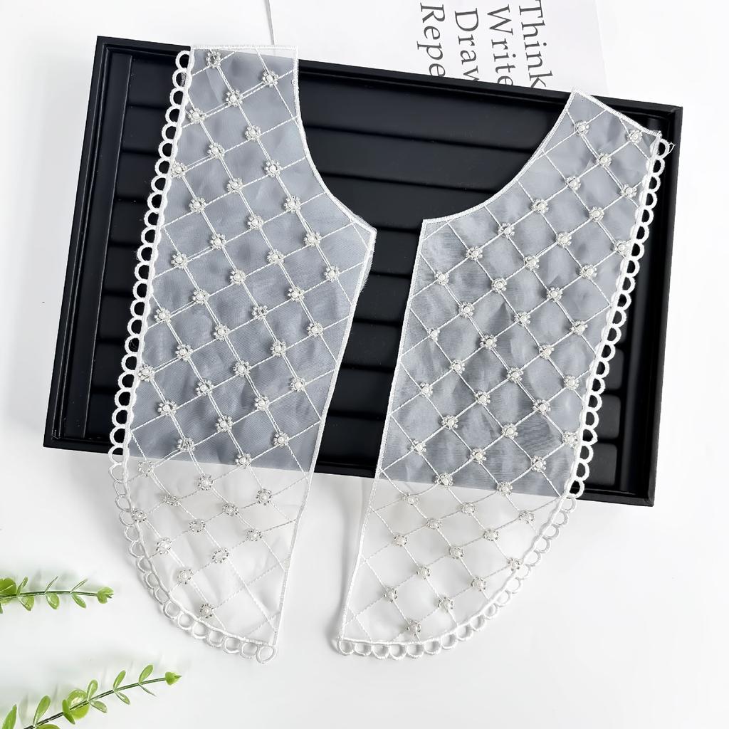 U-образный сетчатый воротник с бусинами, тканевая наклейка на воротник, вышитый воротник, цветок, ручная работа, аксессуары для бижутерии, аксессуары для одежды