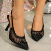 Summer Trendy Pointed Toe High Heels Mesh Hollow Women Sandals Sexy Party Wedding Shoes Walking Comfy