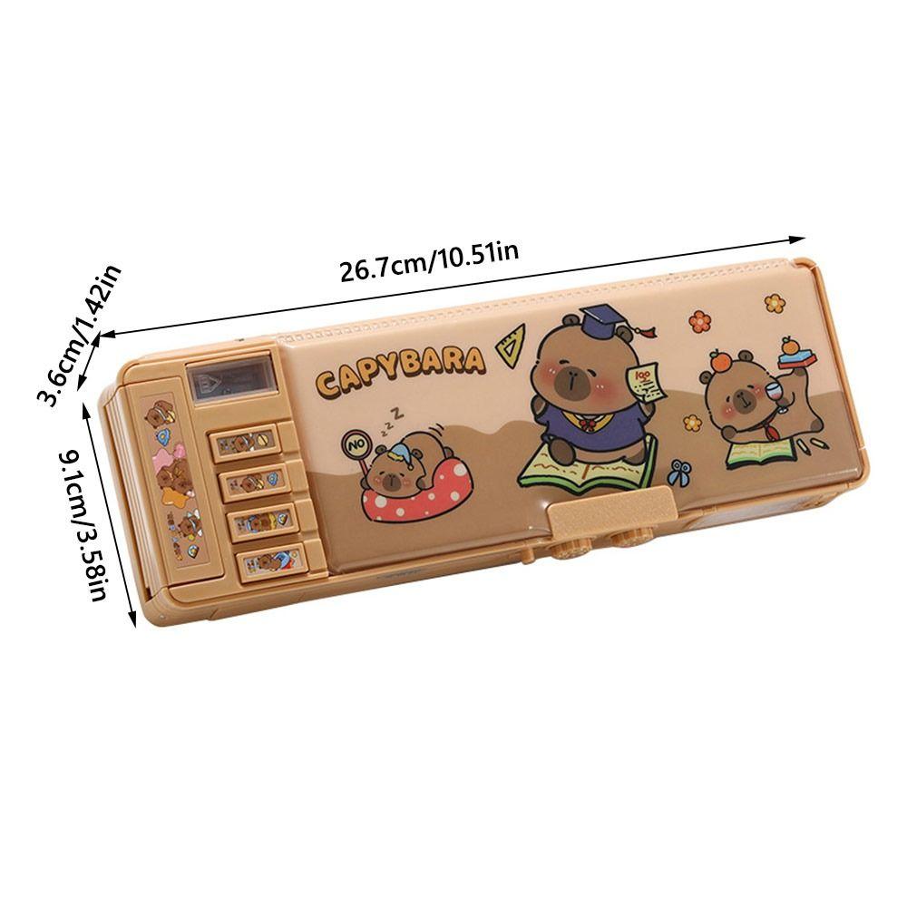 Двухслойный пенал-капибара большой вместимости, органайзер для канцелярских принадлежностей, пенал, студенты