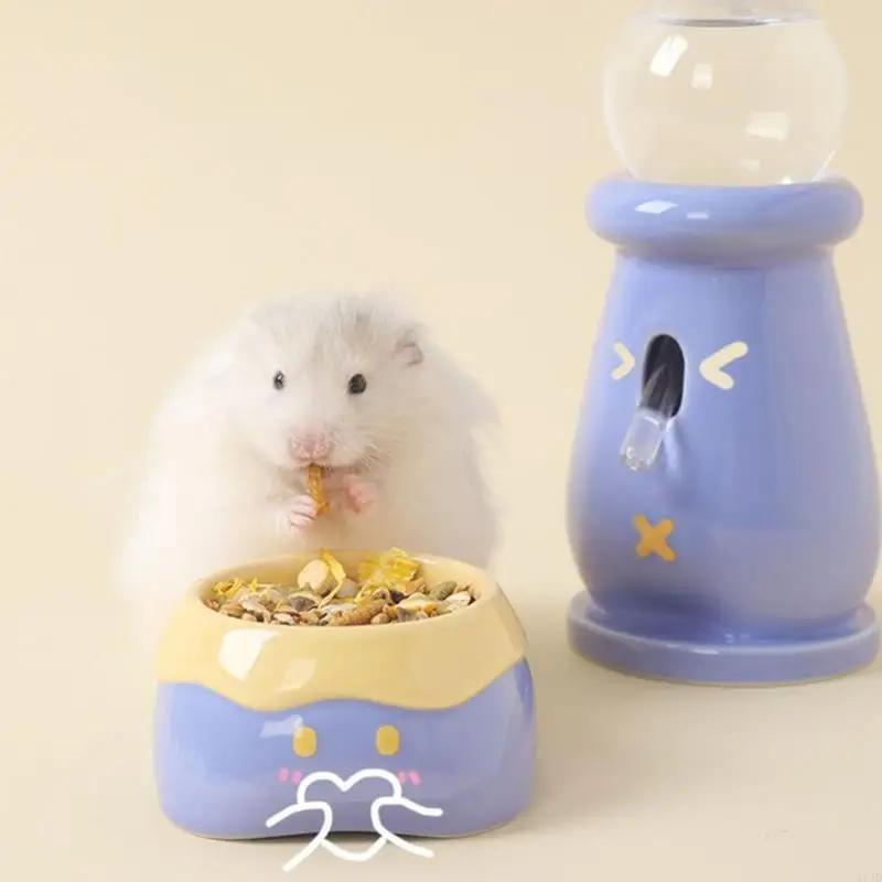 Ceramic Pet Dish With Leakproof Water Feeder Small Animal Feeding Accessories For Hamster Gerbils Cage Decors M4YD