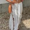 Y2K нерегулярная белая юбка-миди с разрезом, женская с низкой талией на шнуровке, сказочная милая длинная юбка в стиле бохо, сексуальная летняя праздничная пляжная юбка