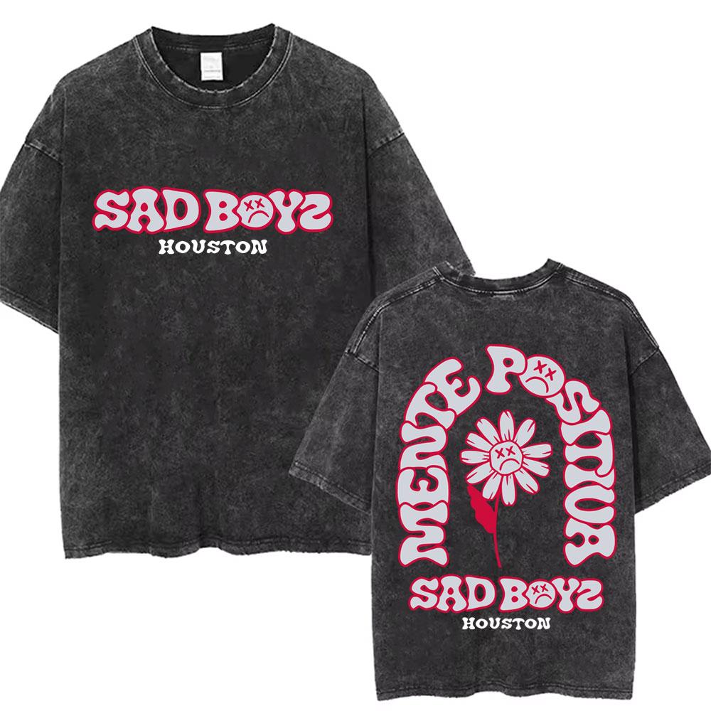 Singer Junior H Sad Boyz Washed Vintage Tshirt Summer Men Women Casual Fashion Oversized TShirt Mens Hip Hop Aesthetic T Shirt