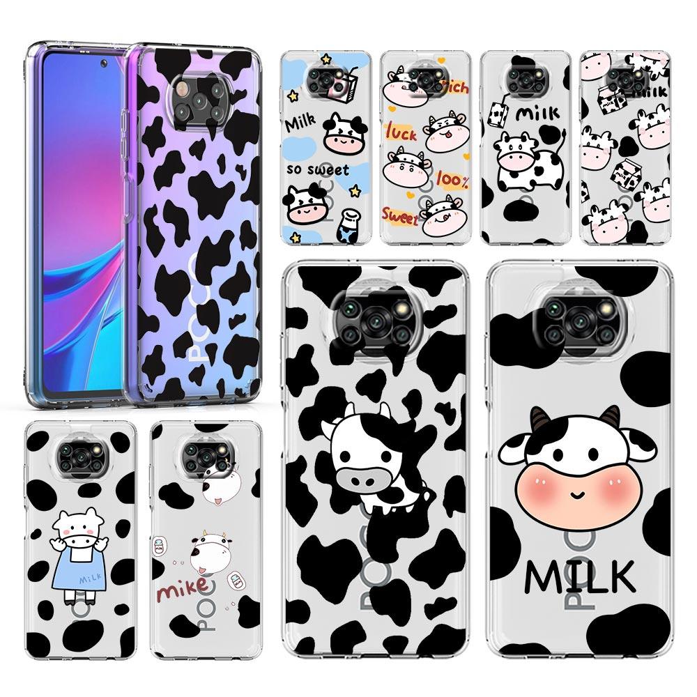Cute Cow Print Fundas Phone Case For Xiaomi Mi 12T 10 12 Lite 11 Ultra 11X 11T Pro 11i Poco X4 X3 NFC F3 F4 M3 M4 Clear Cover