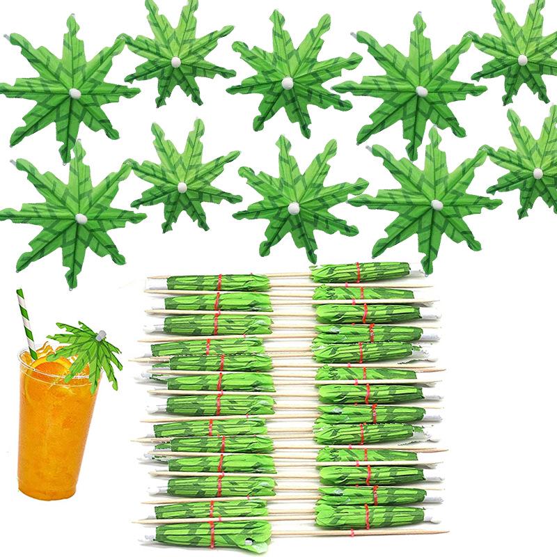 Tropical Cake & Cocktail Decoration Set: Coconut Tree, Umbrella, Insert Cards