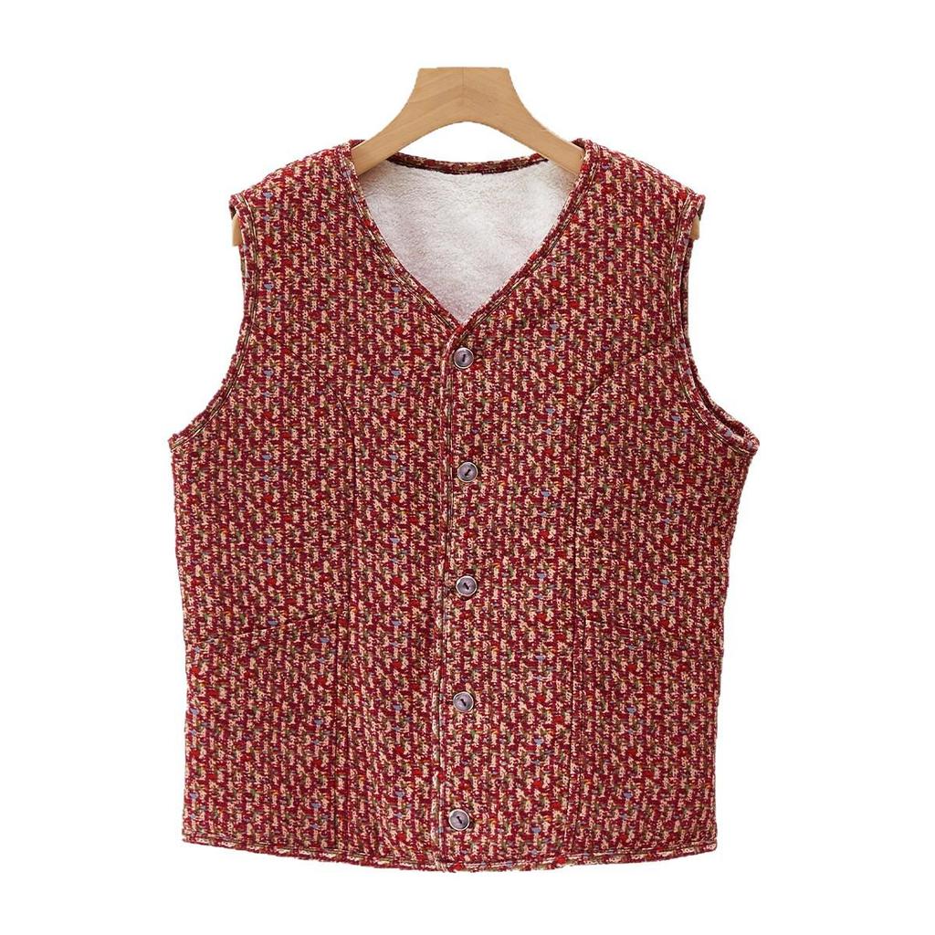 Теплый хлопковый жилет на флисовой подкладке для женщин среднего и пожилого возраста, идеально подходит для мам и бабушек