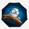 1pc Reading Owl Harry Potter Pattern Automatic 3-Fold Umbrella, 8 Iron Frames, High-Value Folding Umbrella, Suitable for Office, Travel and Outdoor Ad