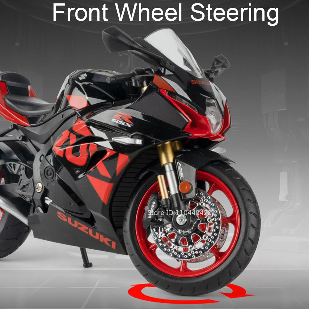 1:12 Suzuki Gsx1000r R1250gs Сплавные Литые Игрушки Модели Мотоциклов Машина Со Светом Амортизация Миниатюрный Мотоцикл Подарки для Мальчиков