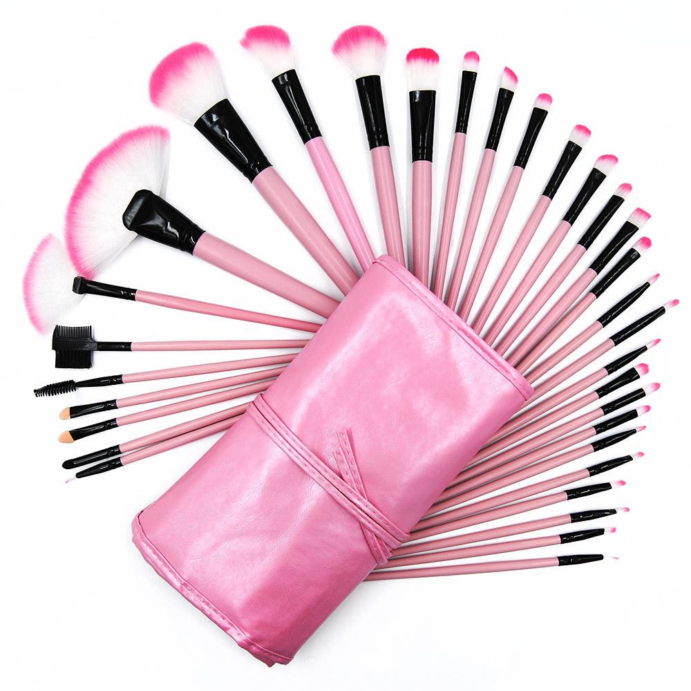 Кисти для макияжа Pink 32, кисть для теней, кисть для рассыпчатой пудры, кисть для румян, кисть для тонального крема, кисть для растушевки, кисть для консилера.