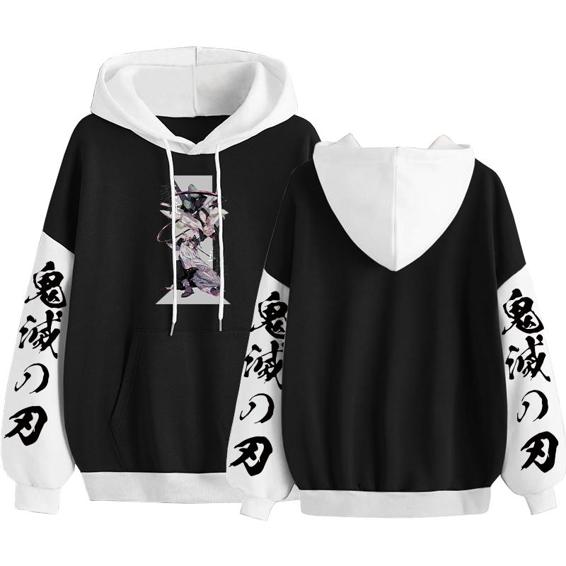 Аниме Манга Demon Slayer Kochou Shinobu толстовки Kanroji Mitsuri топы с капюшоном с принтом для женщин и мужчин лоскутные толстовки в стиле хип-хоп Y2k