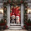 2D flat, 2D door banner, 2D flat durable Christmas door banner, puppy and Santa Claus hat design