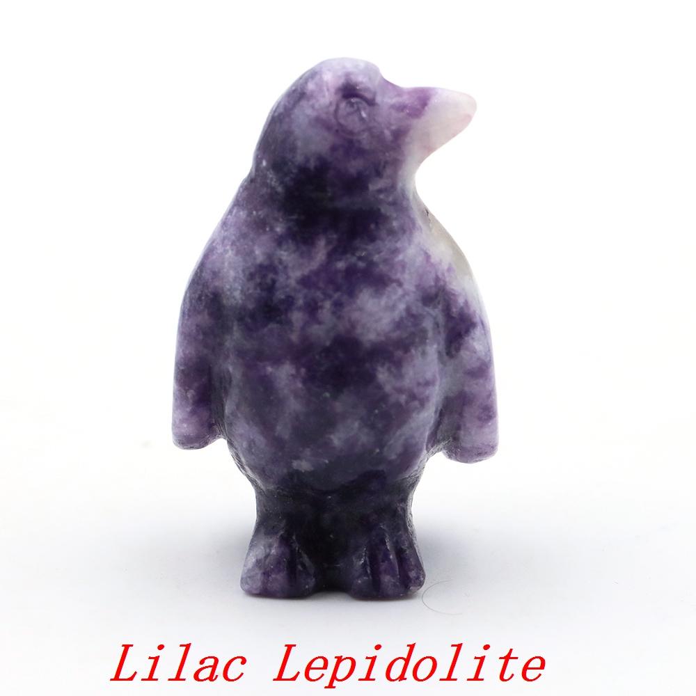 Cute Penguin Statue Natural Amethyst Rose Quartz Healing Crystals Stones Carving Reiki Animal Figurines Crafts Room Decoration