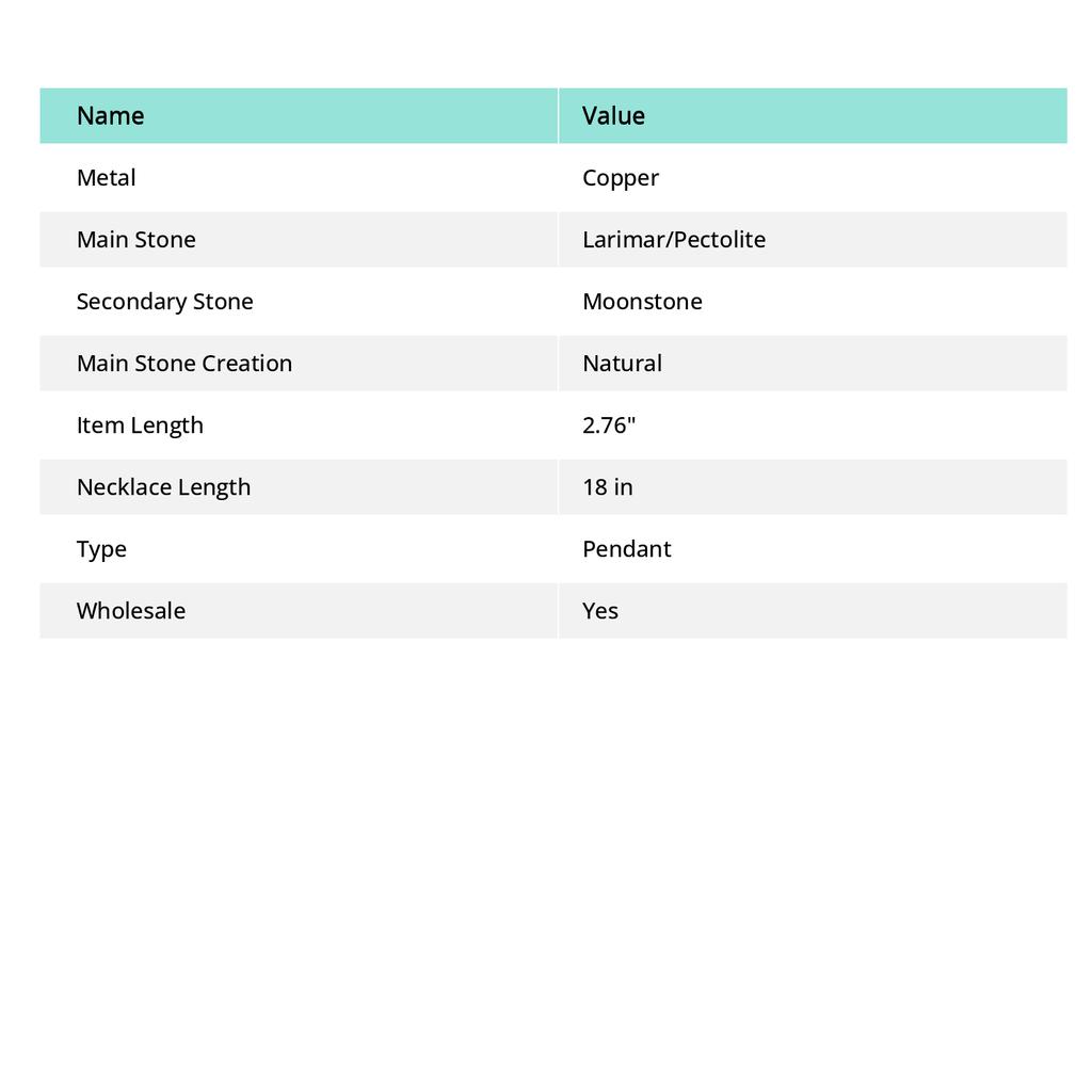 Caribbean Larimar Handmade Copper Wire Wrap Jewelry Pendant 2.76" g3P37