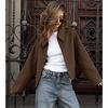 Women's Polo Collar Jacket Solid Color Flip Collar Zipper Long Sleeves Short Jacket Elegant Retro Coat Commute Casual Oyerwear Spring Autumn
