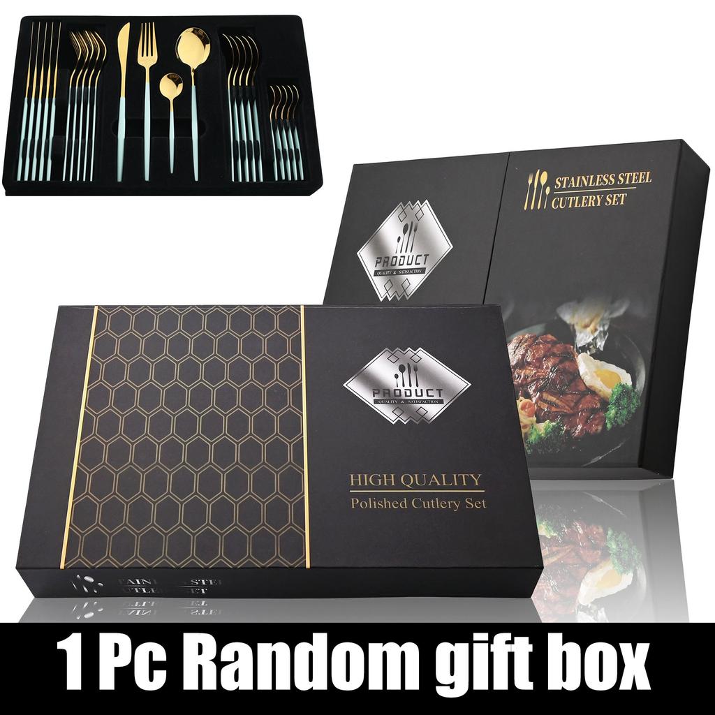 24 шт. набор столовой посуды с подарочной коробкой, нож, вилка, ложка, ужин, набор столовых приборов, посуда из нержавеющей стали, столовое серебро, еда, кухня