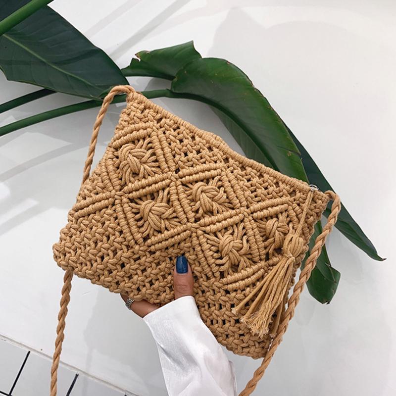 Модные плетеные сумки через плечо Соломенные летние женские плетеные сумки кроссбоди Пляжная дорожная сумка Женская сумка Женские сумки-мессенджеры Bolsa KTY