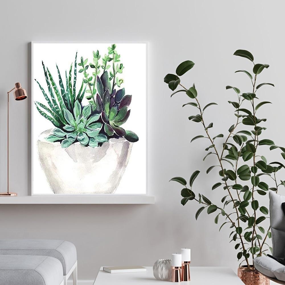 5D DIY Алмазная картина Красивые зеленые растения Набор для вышивки крестом Мозаика Алмазная вышивка Роза Полный круглый/квадратный дрель Украшение дома