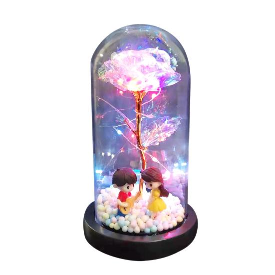 Светодиодная лампа Стеклянный колпак Роза Цветок Микроландшафт Декоративный свет Рождественский подарок