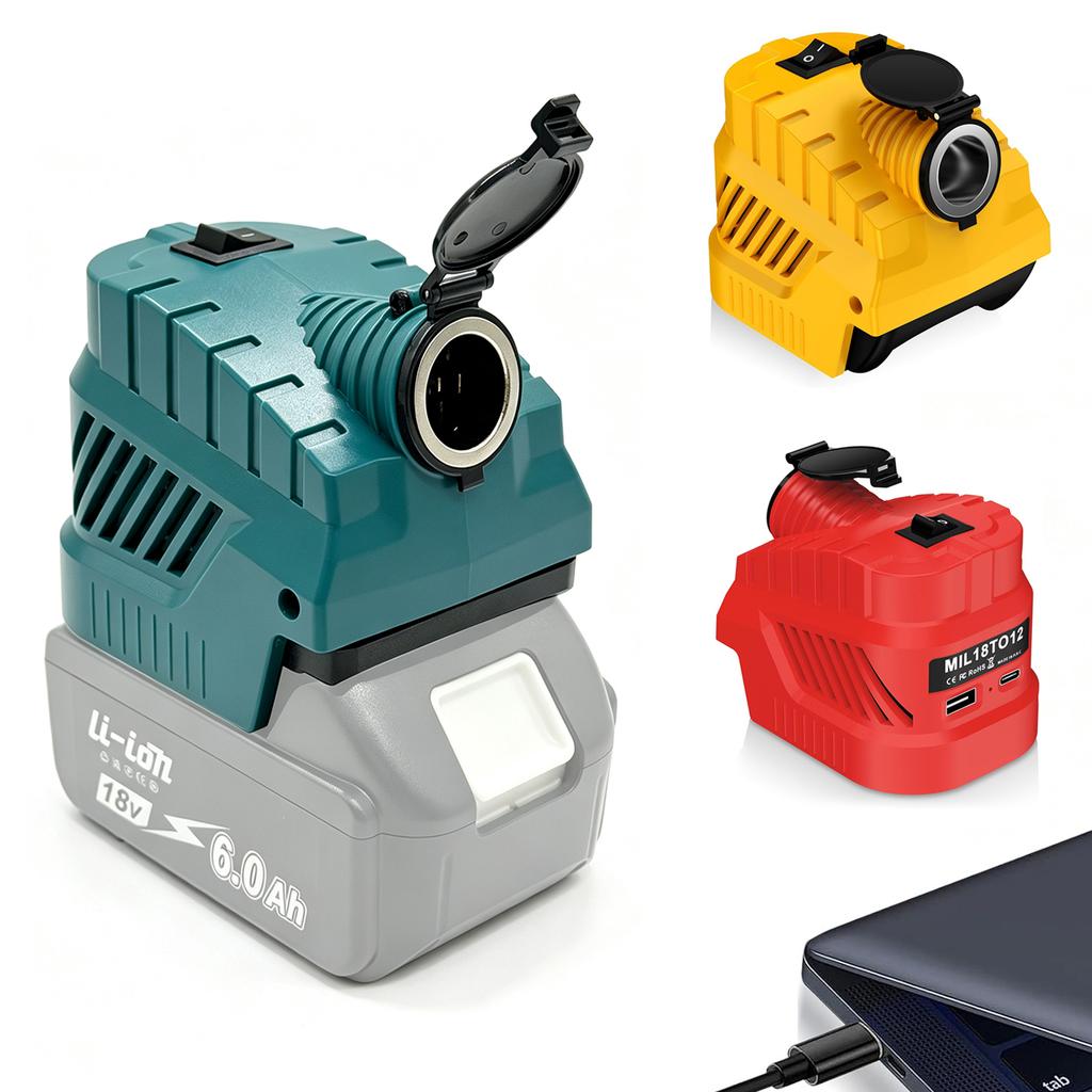 Понижающий преобразователь для Makita/Milwaukee/Dewalt, Адаптер питания 11В на 11В, Автомобильный прикуриватель с портами USB и Type-C