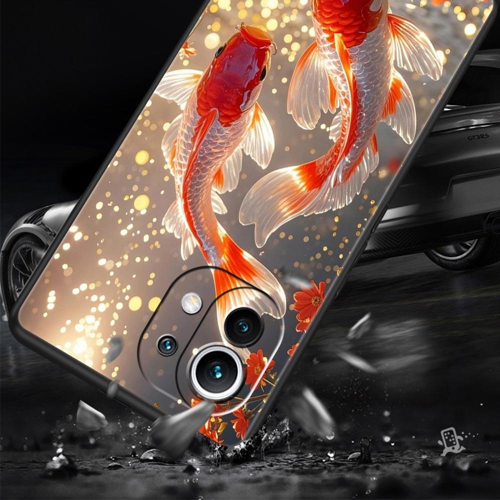 Чехол-бампер для телефона с плавающей золотой рыбкой для Xiaomi Mi 17 Pro Max 15 14 13 12 11 Ultra 15T 14T 13T 12T 11T Pro Lite Мягкий TPU Чехол-сумка