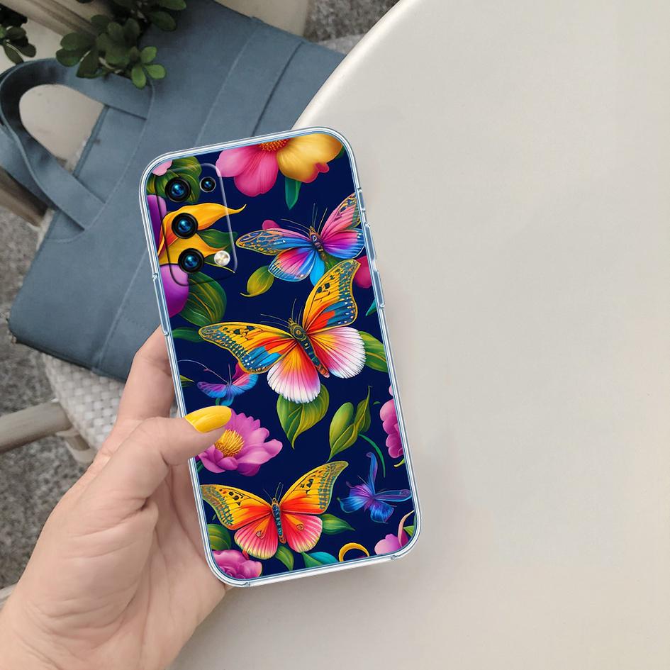 LO26 Colorful Butterfly Soft Shell Transparent Phone Case for Samsung Galaxy A04 A04S A14 A23 A34 A54 M23 M33 M52 M53