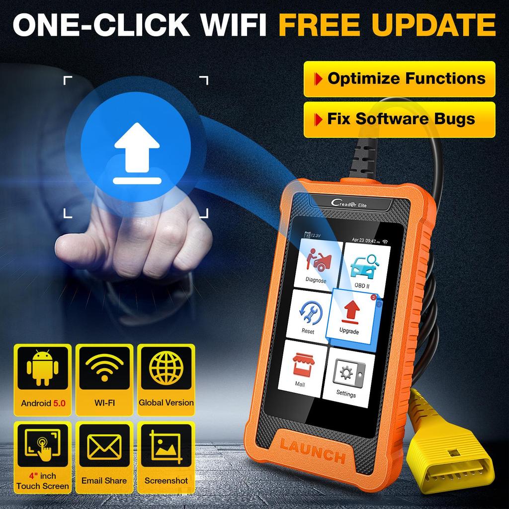 Car Diagnostic Tools LAUNCH X431 Creader Elite For BENZ Full System TPMS 31+ reset Function Online Coding OBD2 Scanner