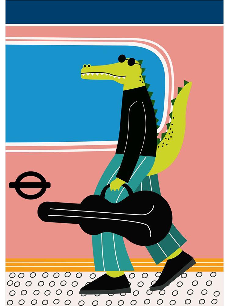 Забавный меломан, холст, живопись, постеры, принты, абстрактная девушка, играющая на гитаре, нота, настенное искусство для современной гостиной, домашний декор