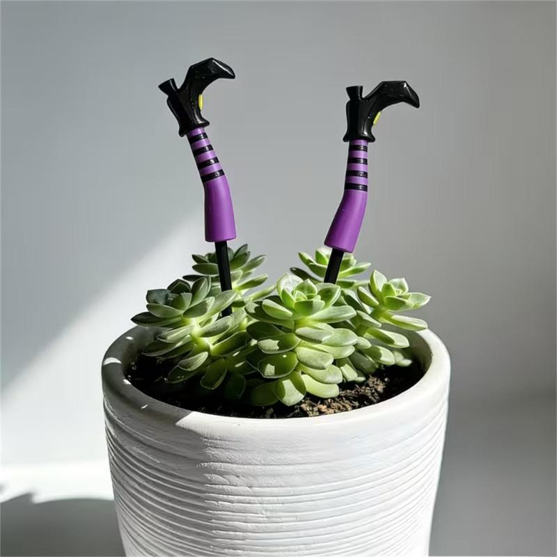 Striped Leg Flower Pot Accent for Halloween, 1 Pair Insert Accessory with Stem Use for Plant Containers and Shelf Scenes