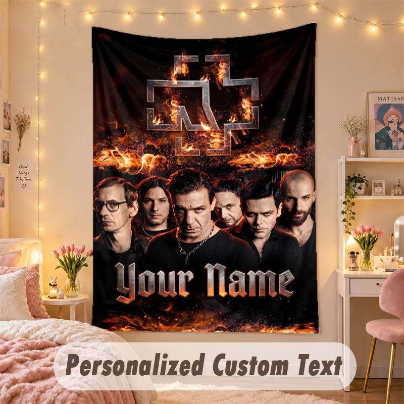 Custom Personalized Tapestry,Rammstein Print Custom Name Text Wall Art Hanging for Bedroom