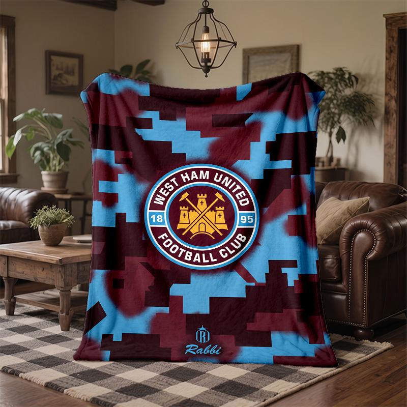 West Ham United Football Print Flannel Blanket Soft Warm Sofa Bed Throw Blanket For Home Office Bedroom