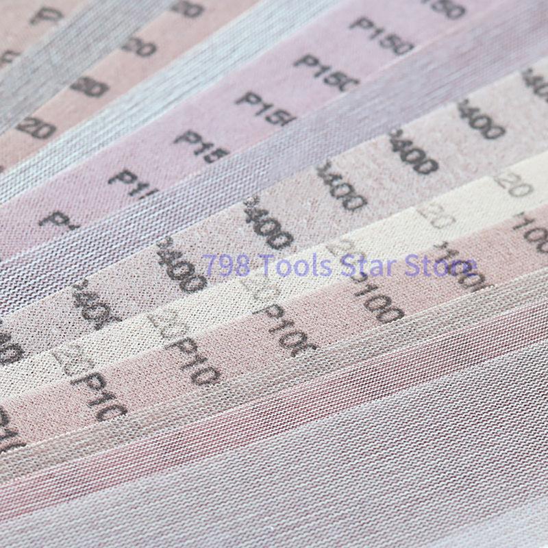 50PCS 70x420mm Mesh Dust Free Sanding Discs Hook & Loop Mesh Sandpaper for Car Drywall Metal Polishing & Grinding,80-800 Grit