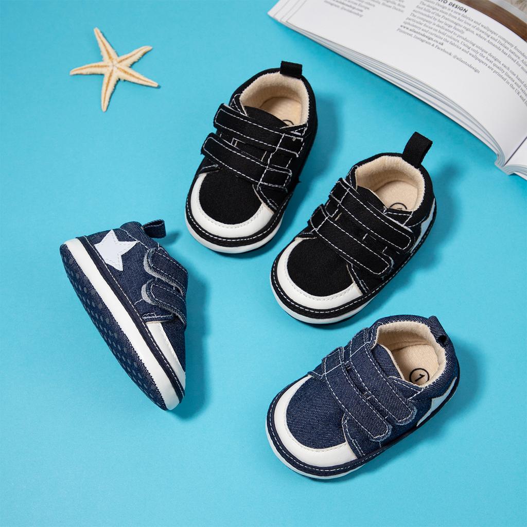 Spring and Autumn New 0-12 Months Baby Double Lap Belt Soft Step Bottom Non-slip Toddler Shoes Baby Shoes