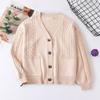 Женский однотонный кардиган на пуговицах с длинным рукавом, вязаный жакет, вязаный свитер