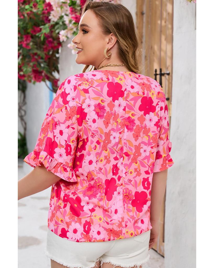 Azura Exchange Блуза Babydoll большого размера с цветочным принтом и оборками в пол