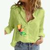 Women Fashion Lapel Neck Top Spring&fall Casual Long Sleeve Shirt Laides Floral Print Long Sleeve Blouses