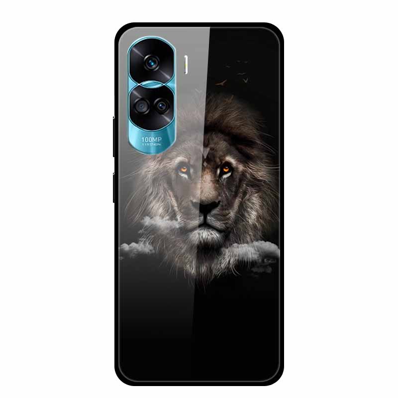 Чехол для Honor 90 Lite Honor90 Pro 5G Волк Кошки Закаленное Стекло Жесткие Чехлы для HuaWei HONOR 90 Pro 90Lite Защитный Роскошный Capa